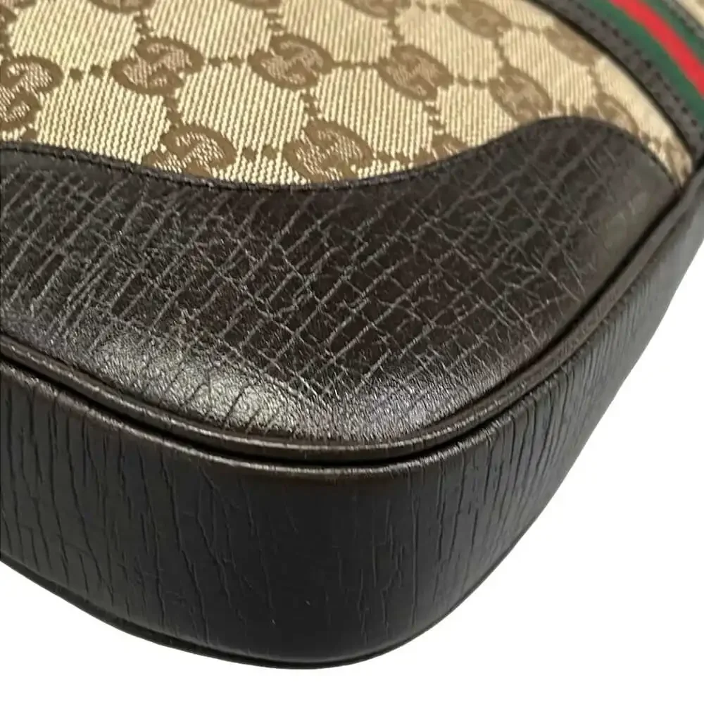Gucci GG/Sherry (Web) Shoulder Bag 130779 Dark Brown Beige Multi Jacquard